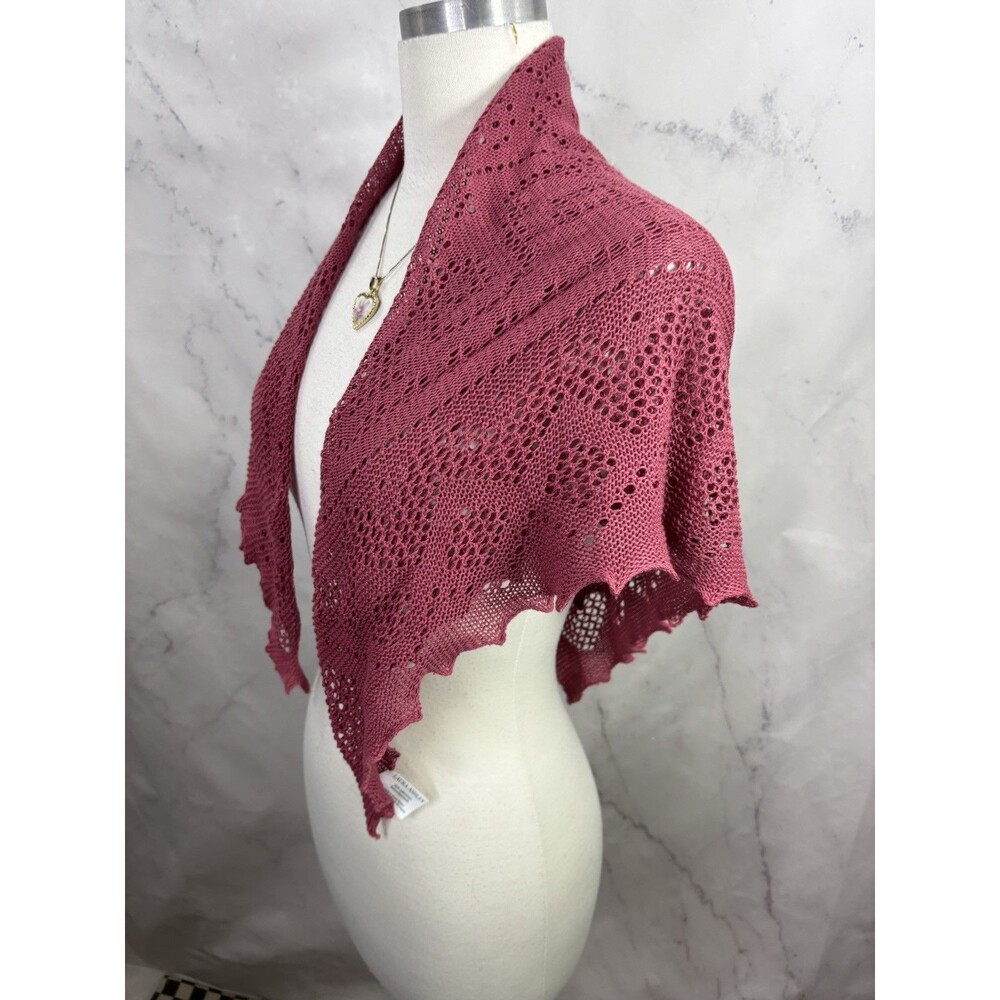 Vtg Laura Ashley Pointelle Crochet Knit Scarf Shawl Great Britain Cottagecore UK - Picture 10 of 13